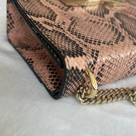 Bruno Magli Pink Snake Skin Embossed Shoulder Bag - Picture 11 of 12